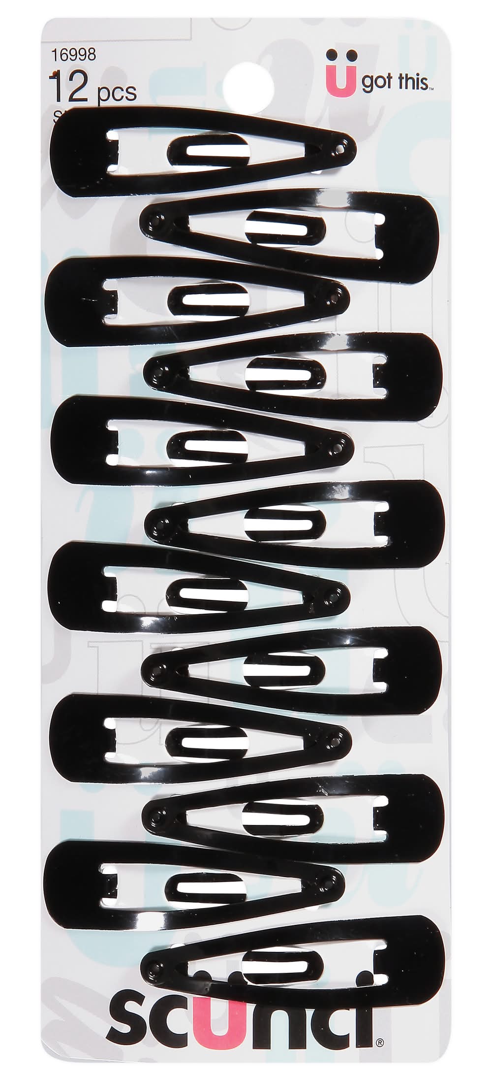 Scunci Effortless Beauty Snap Clips, Black (1.6 oz, 12 ct)