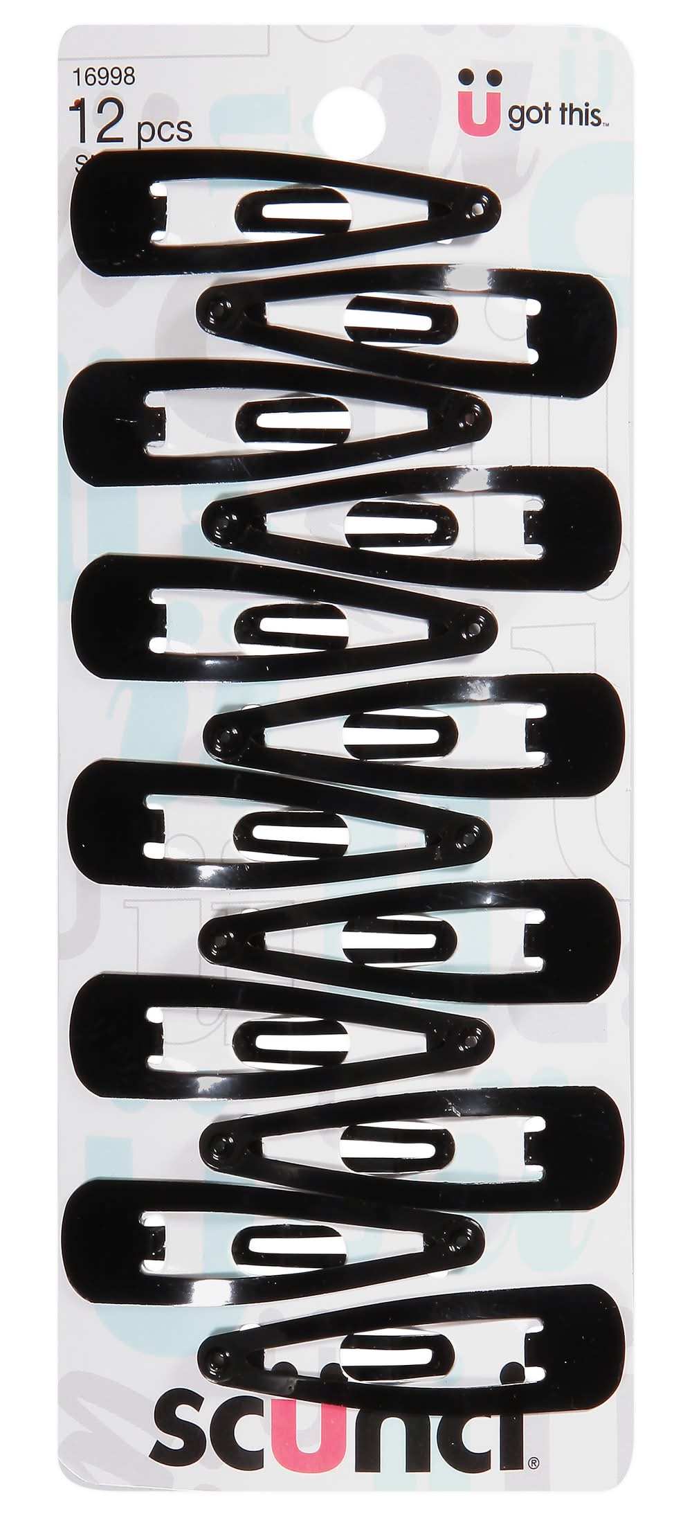 Scunci Effortless Beauty Snap Clips, Black (1.6 oz, 12 ct)