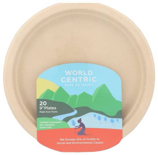 9 in Compostable Plates World Centric 20 plates