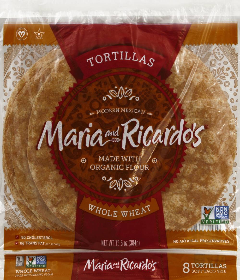 Maria and Ricardo's Organic Whole Wheat Tortillas (8 x 1.69 oz)