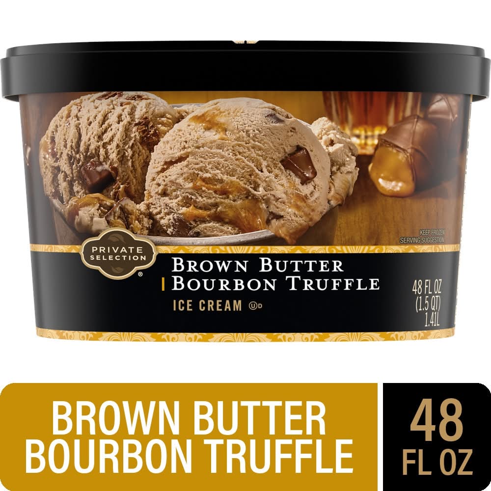 Private Selection Flavored Ice Cream Tub, Brown Butter Bourbon Truffle (48 fl oz)
