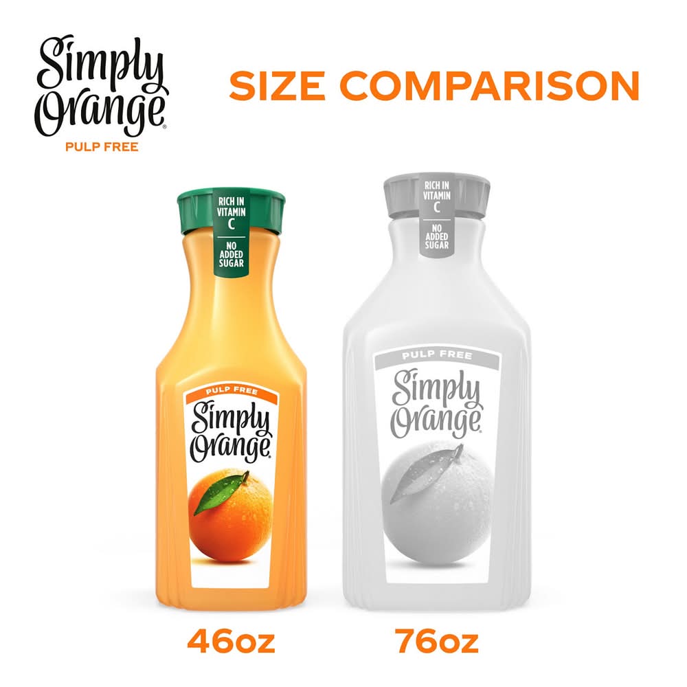 Simply Orange Pulp Free Orange Juice 46 Fl Oz Bottle
