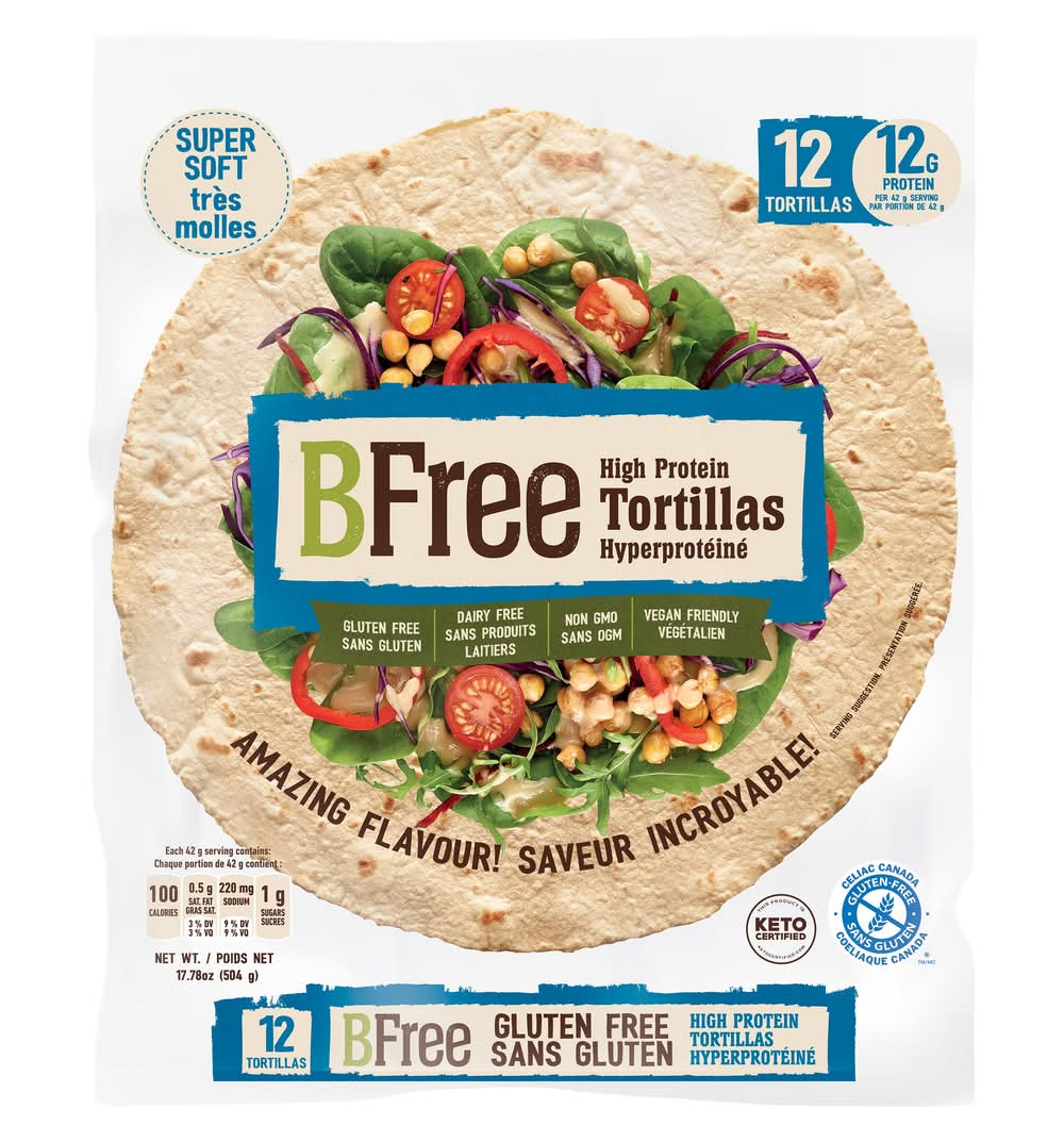 B Free Wrap Haut Protein 12 Unites 456G Sl120 Vps / BFree Sans Gluten Free Tortillas (12 x 42 g)