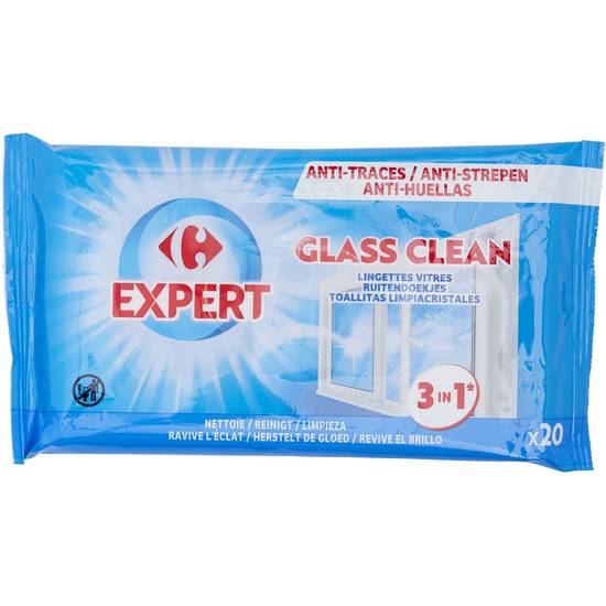 Carrefour - Lingettes vitres triple action ( 20 pièces )