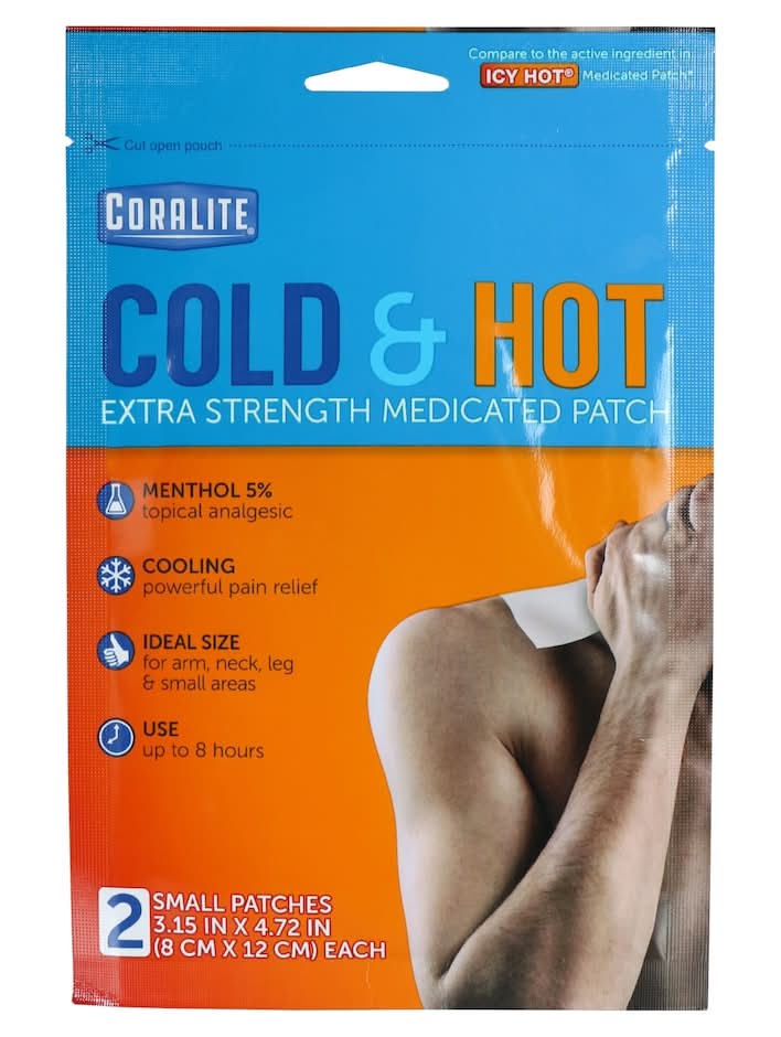 Coralite Hot & Cold Extra-Strength Medicated Patches, 3.15x4.72 in (2 ct)