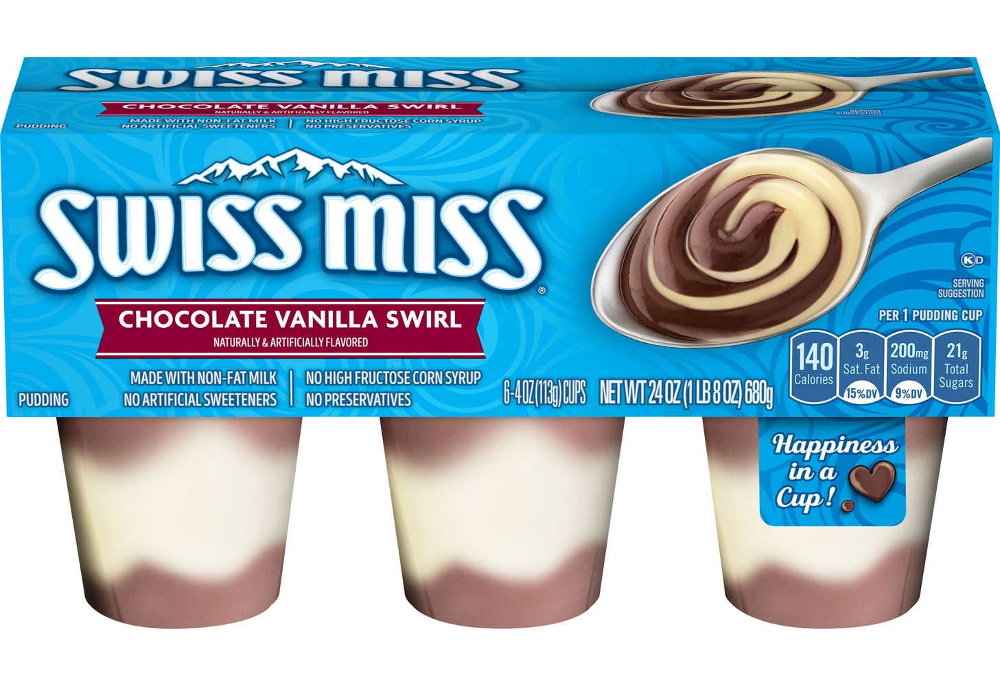 Swiss Miss Swirl Pudding, Chocolate-Vanilla (4 oz, 6 ct)