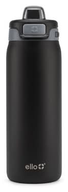 Ello Pop & Fill Stainless Steel Water Bottle 18 oz, Tonal Black