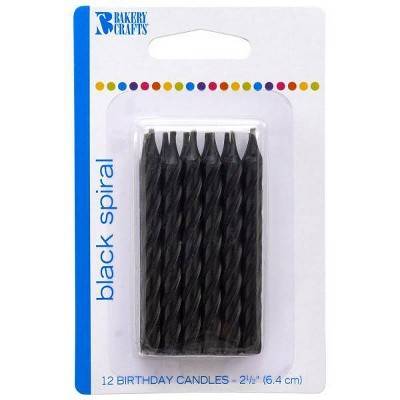 Bakery Crafts Black Spiral Birthday Candles (12 candles)
