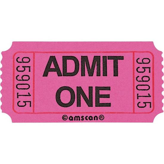 Pink Admit One Single Roll Tickets, 1000ct