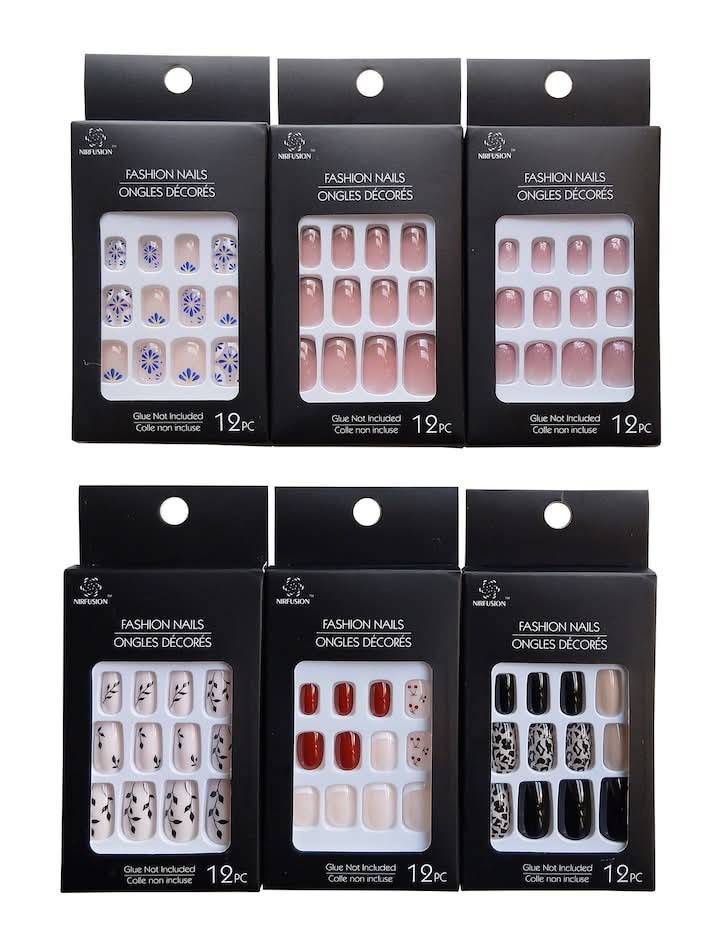 Nirfusion Fashion Nails, Assorted Styles, 12-pc Pack.