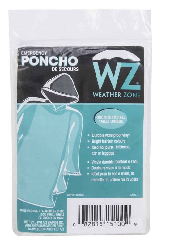 Weather Zone Emergency Poncho (1 unit)