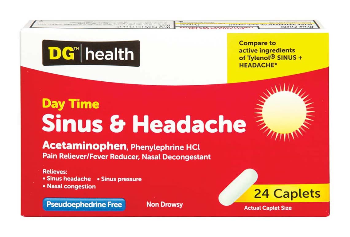 Dg Health Day Time Sinus & Headache Relief Caplets 24 Ct