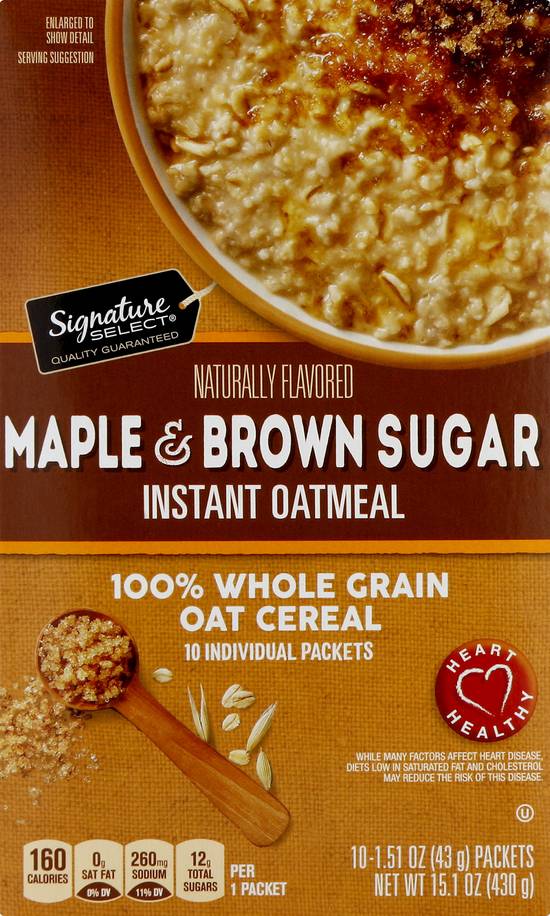 Signature Select Maple & Brown Sugar Instant Oatmeal (10 ct)