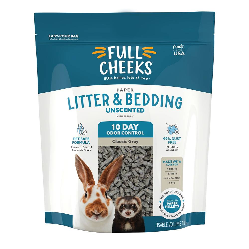 Full Cheeks Odor Control Small Pet Paper Litter & Bedding (grey)