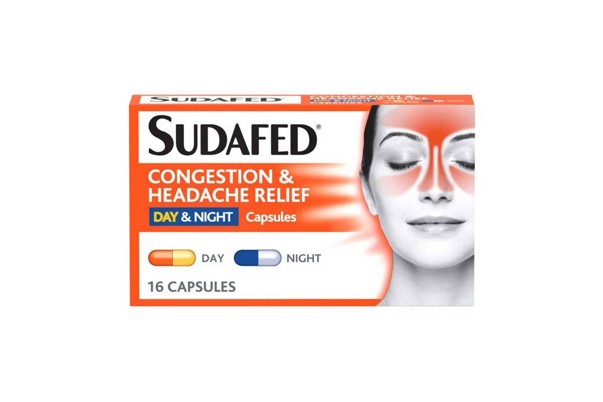 Sudafed Congestion & Headache Relief Day & Night - 16 Capsules