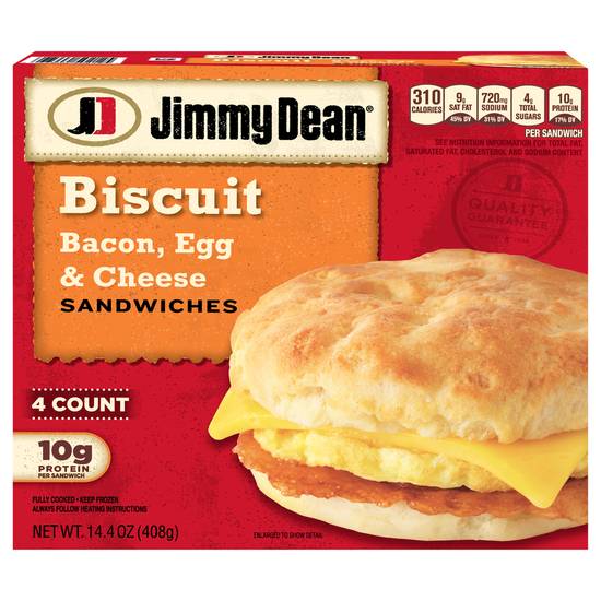 Jimmy Dean Biscuit Bacon Egg & Cheese Sandwiches (4 ct)