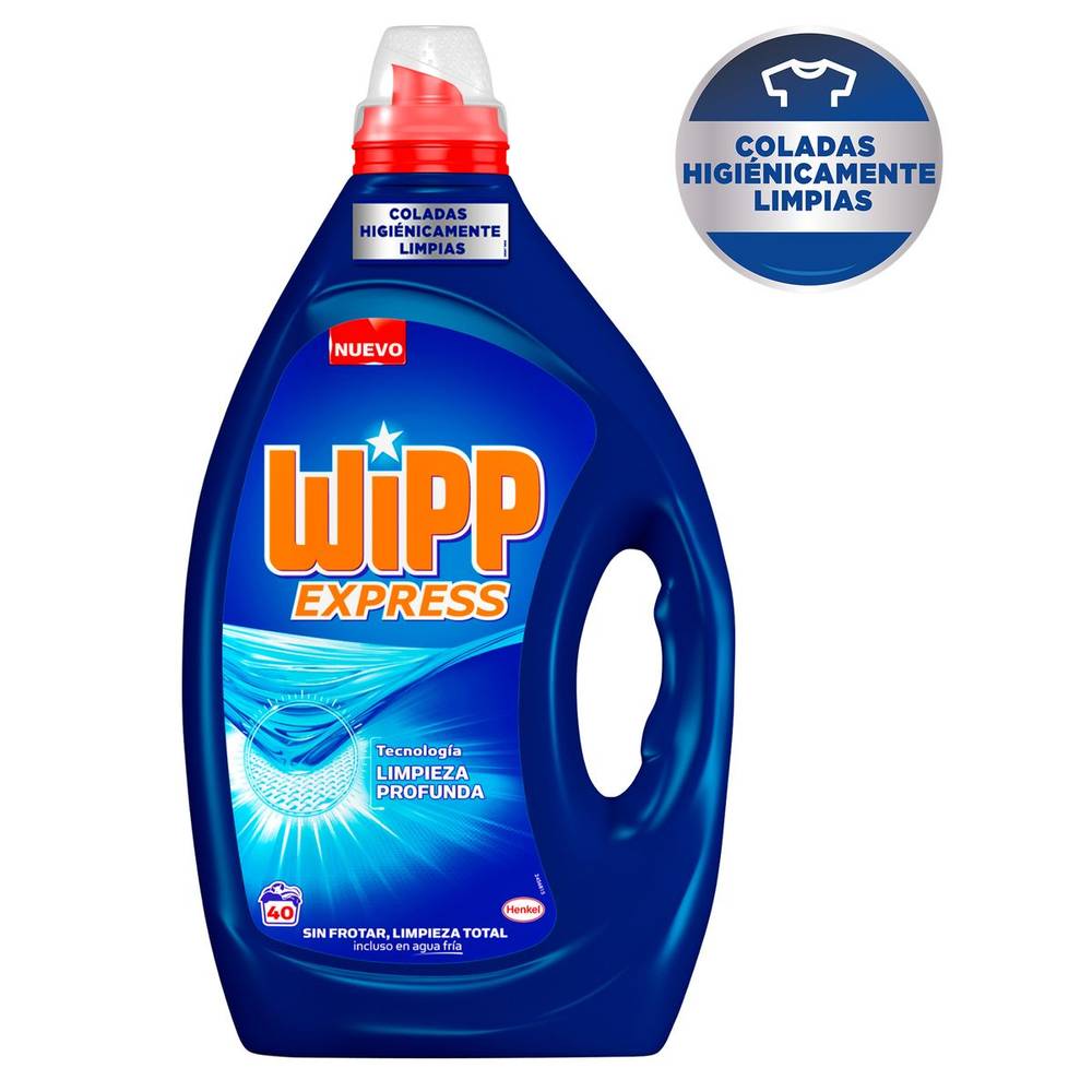 Detergente máquina WIPP EXPRESS líquido gel botella 37 lv