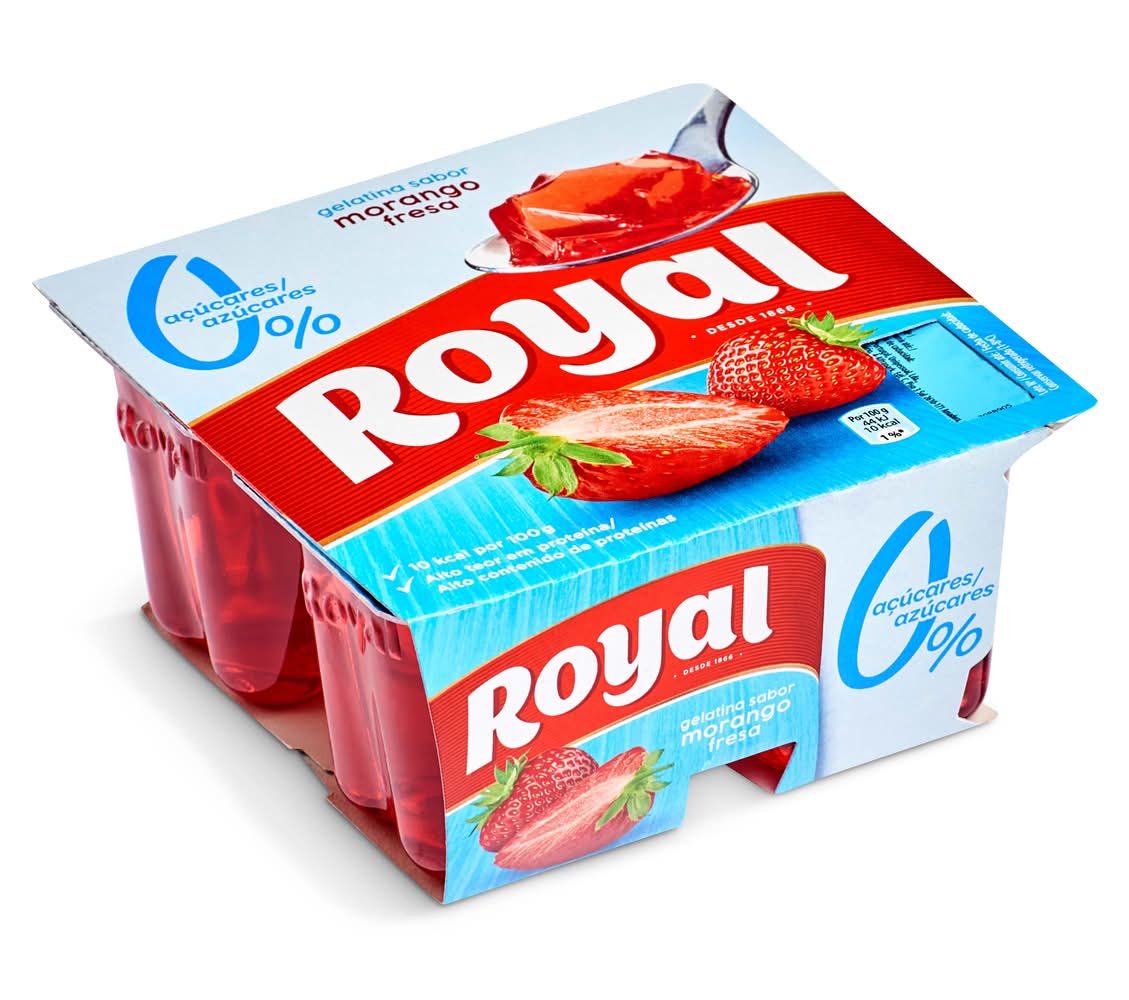 Gelatina Sabor Fresa Sin Azúcar Royal Pack 4 X 90 G