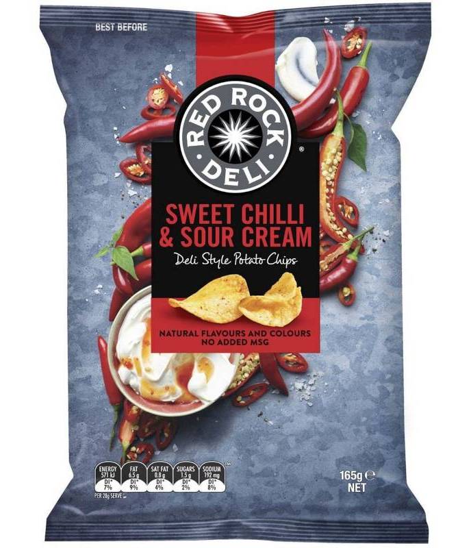 Red Rock Deli Potato Chips, Sweet Chilli-Sour Cream (165g)