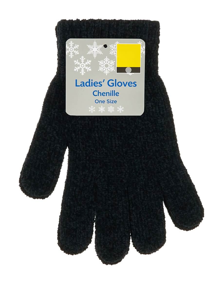 Ladies Chenille Gloves One Size Assorted