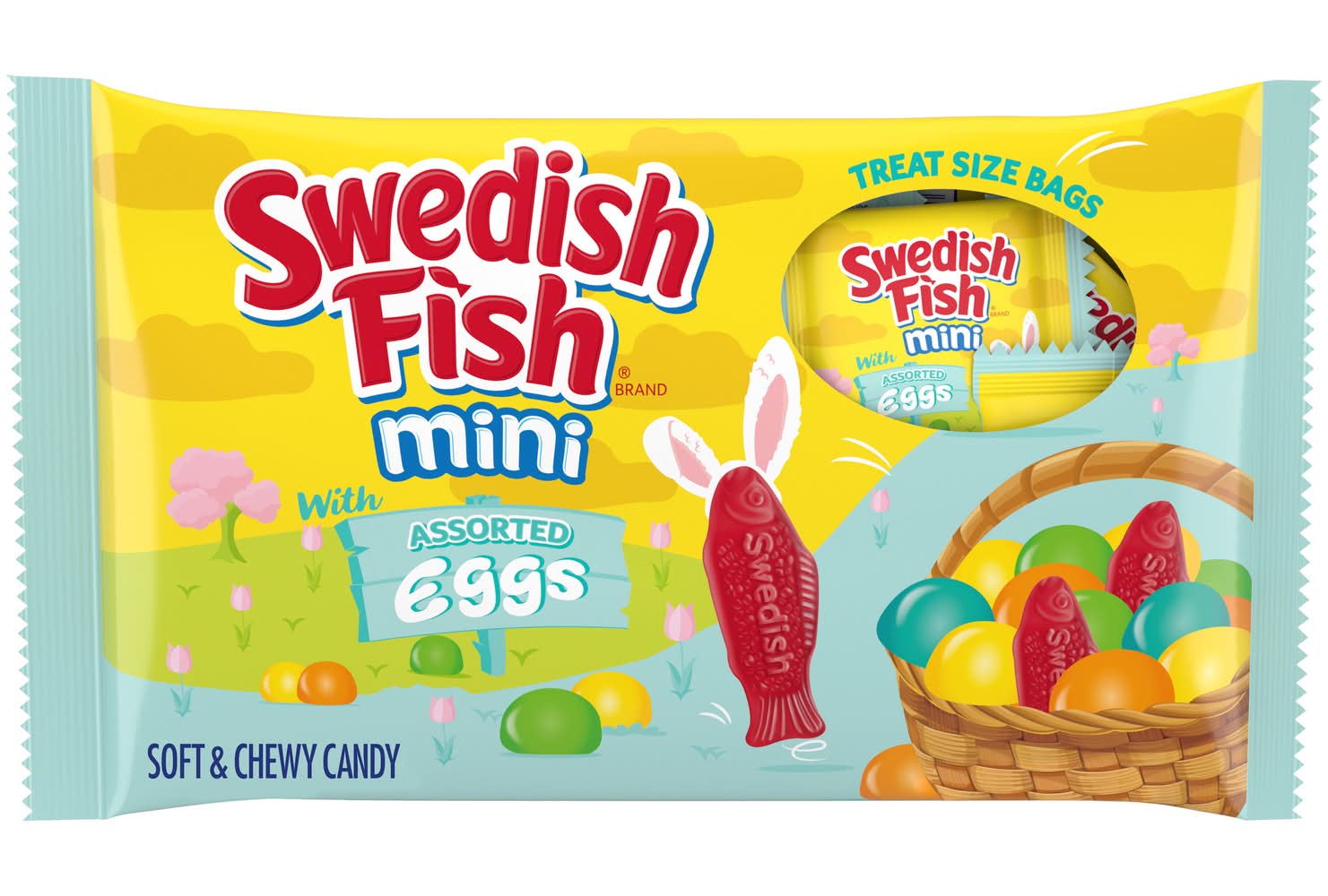 Swedish Fish Mini With Assorted Eggs Soft & Chewy Easter Candy (7.93 oz, 18 ct)