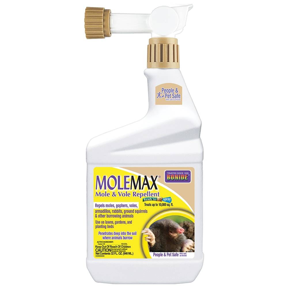 Bonide Molemax 32-fl oz Mole and Vole Repellent for Lawns, Gardens - Repels Moles, Gophers, Rabbits, Safe for Kids, Pets, Plants | 690