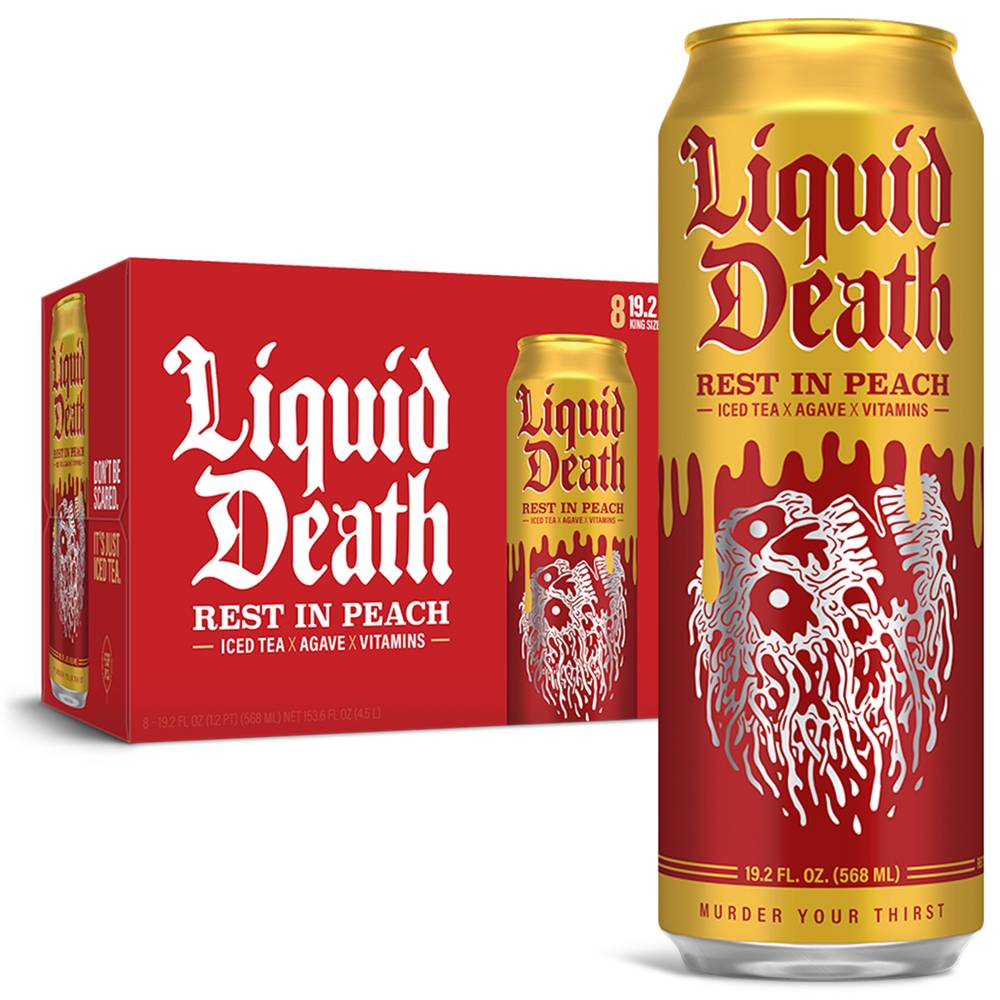 Liquid Death Vitamins Agave Rest in Peach Iced Tea King Size (8 ct , 19.2 oz)