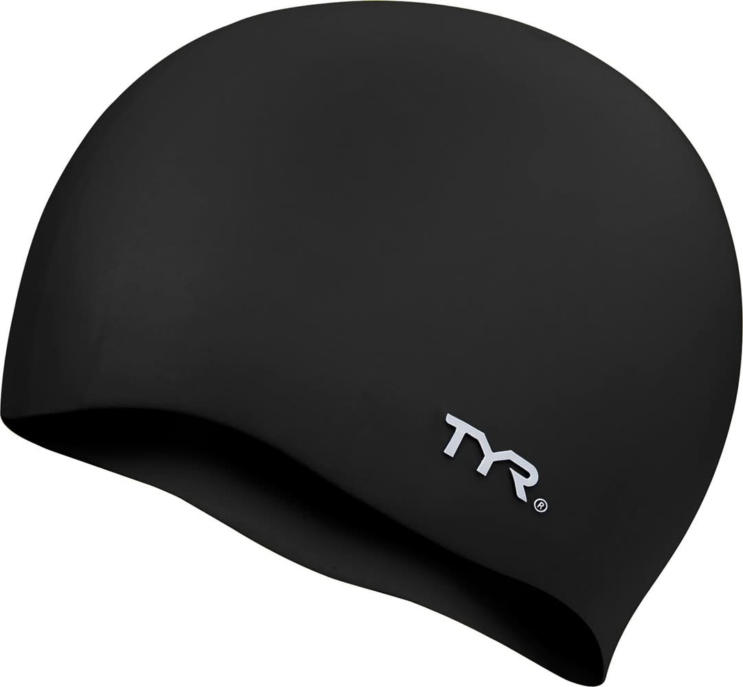 TYR Youth Silicone Wrinkle-Free Swim Cap (Black, One Size)