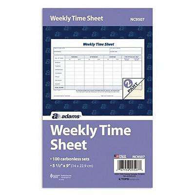 Adams Weekly Time Sheet 2-part 9" X 5 1/2" White (100 ct)