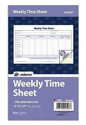 Adams Weekly Time Sheet 2-part 9" X 5 1/2" White (100 pack)