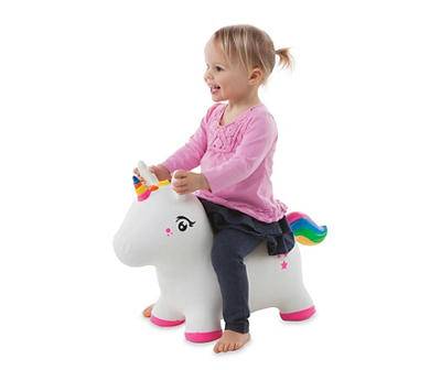 Hearthsong Unicorn Bouncy Inflatable Jump-Along Toy (white)