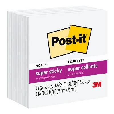 Post-It Super Sticky Notes, 3" X 3" White Pads (5 pack)