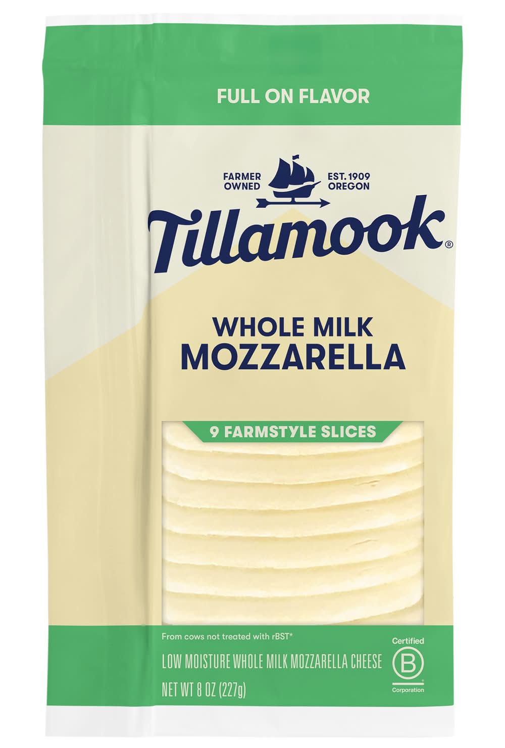 Tillamook Farmstyle Mozzarella Cheese Slices (8 oz, 9 ct)