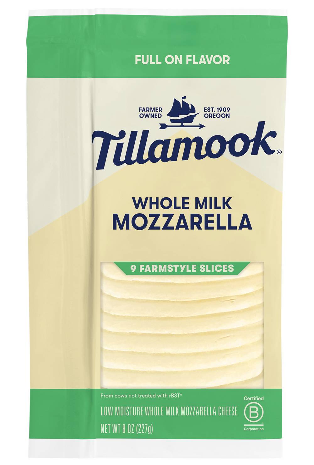 Tillamook Farmstyle Mozzarella Cheese Slices (8 oz, 9 ct)