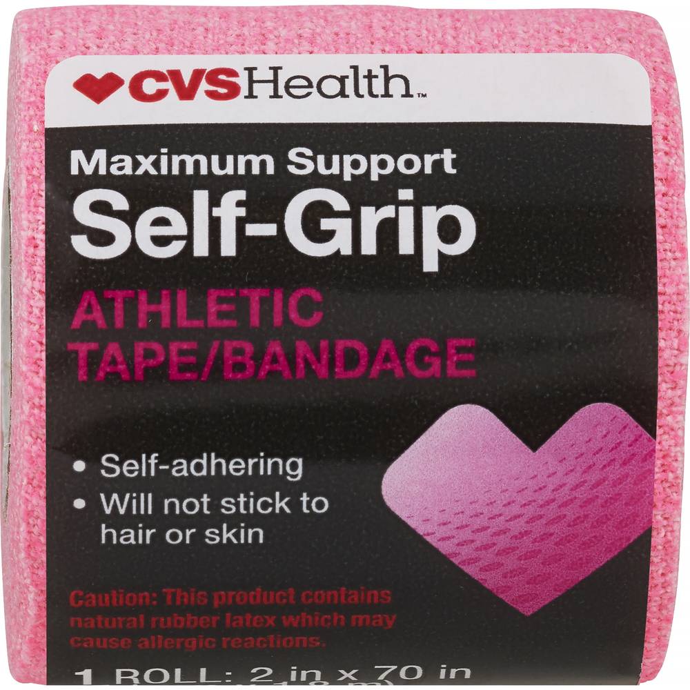 CVS Health Maximum Support Self Grip Athletic Bandage, 2in. x 70in., Pink