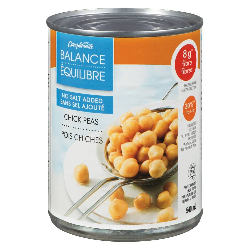 Compliments pois chiches sans sel (540 ml) - chick no salt added peas (540 ml)