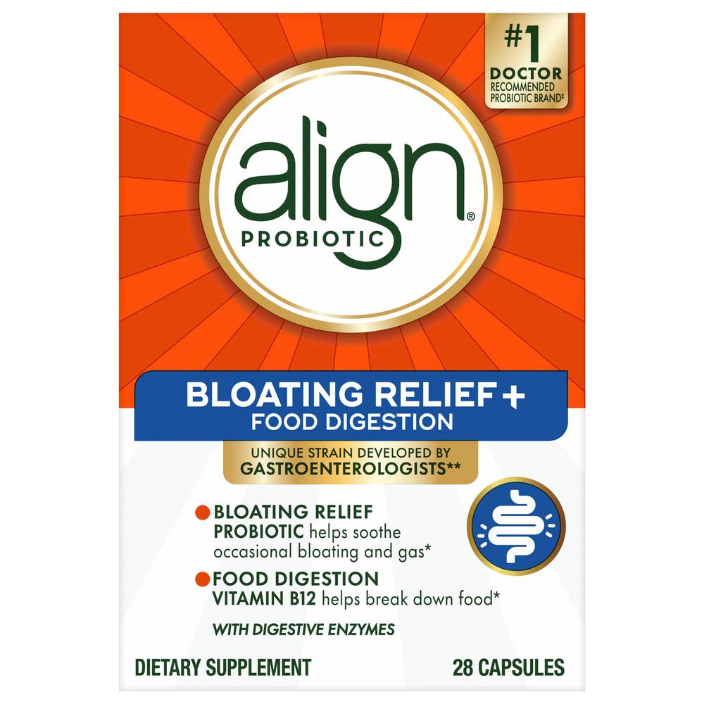 Align Probiotic Bloating Relief + Food Digestion Capsules (1 oz)