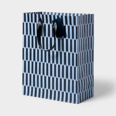 Spritz Striped Gift Bag, L, Navy/Blue
