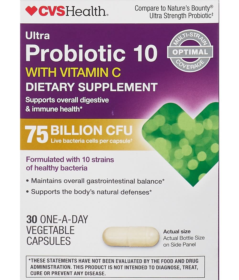 CVS Health Ultra Probiotic 10 With Vitamin C Vegetable Capsules
