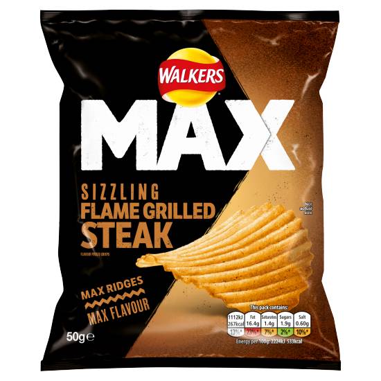 Walkers Max Sizzling Flame Grilled Steak Crisps (50g)