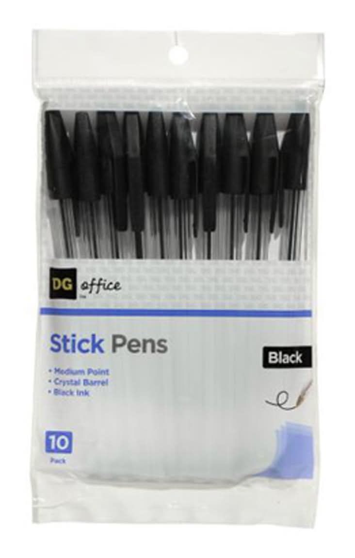 Office Hub Stick Pens - Black 10 Ct