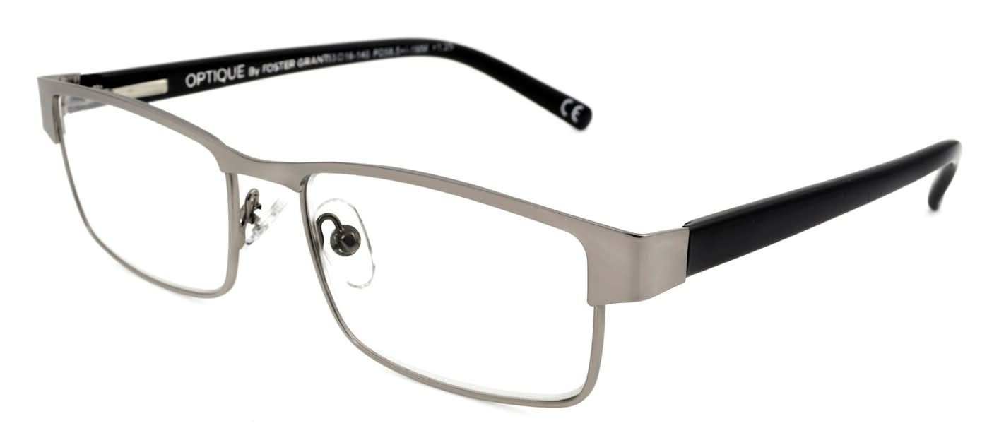 Magnivision Foster Grant Leo Square Reading Glasses, 2.00, Black