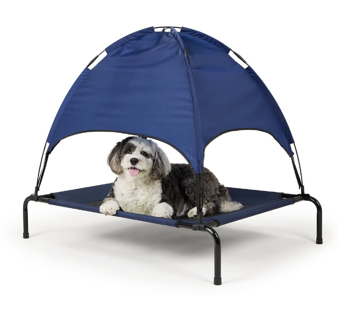 Arcadia Trail® Sun Shade Elevated Dog Cot (Color: Navy, Size: 41\"L X 27\"W X 8\"H)
