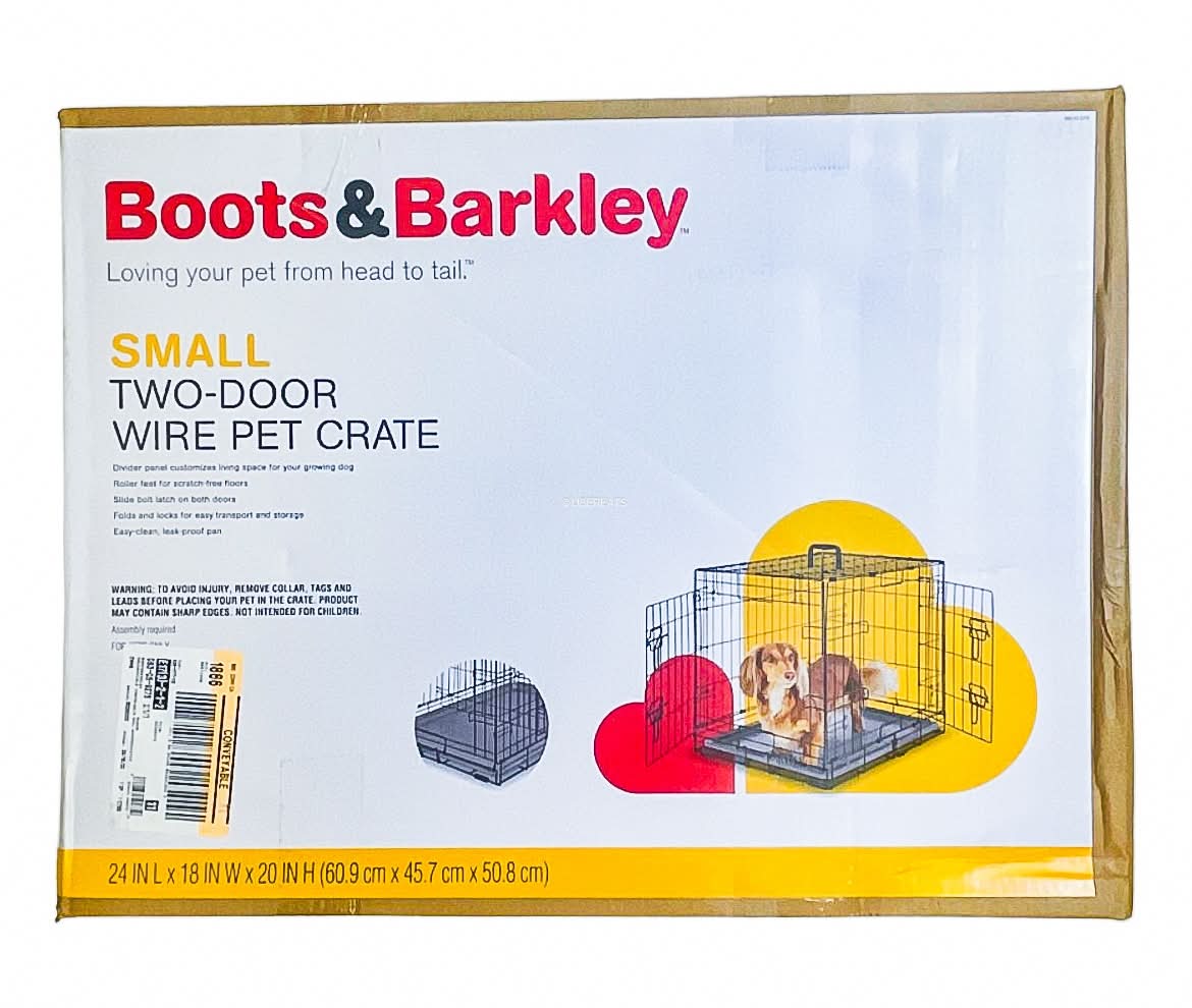 Boots & Barkley Wire Collapsible Dog Crate, Small, Black