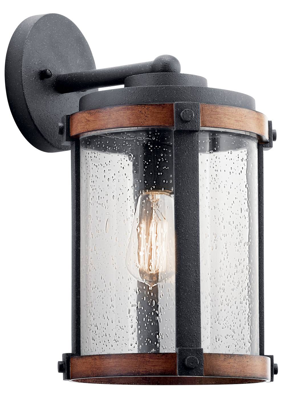 Kichler Barrington 1-Light 16-in H Distressed Black Outdoor Wall Light | 39496A