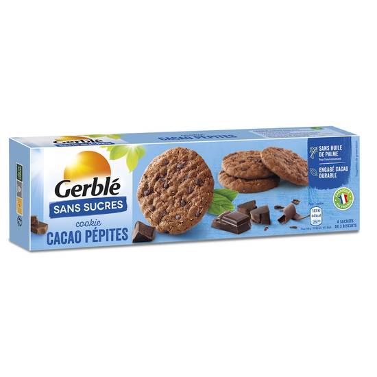 Gerblé - Cookies cacao pépites sans sucres ajoutés (12 pièces)