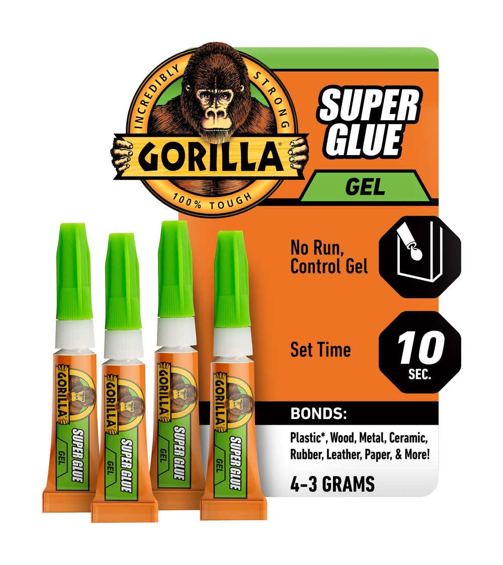 Gorilla 4 -Pack 3-gram Gel Super Glue