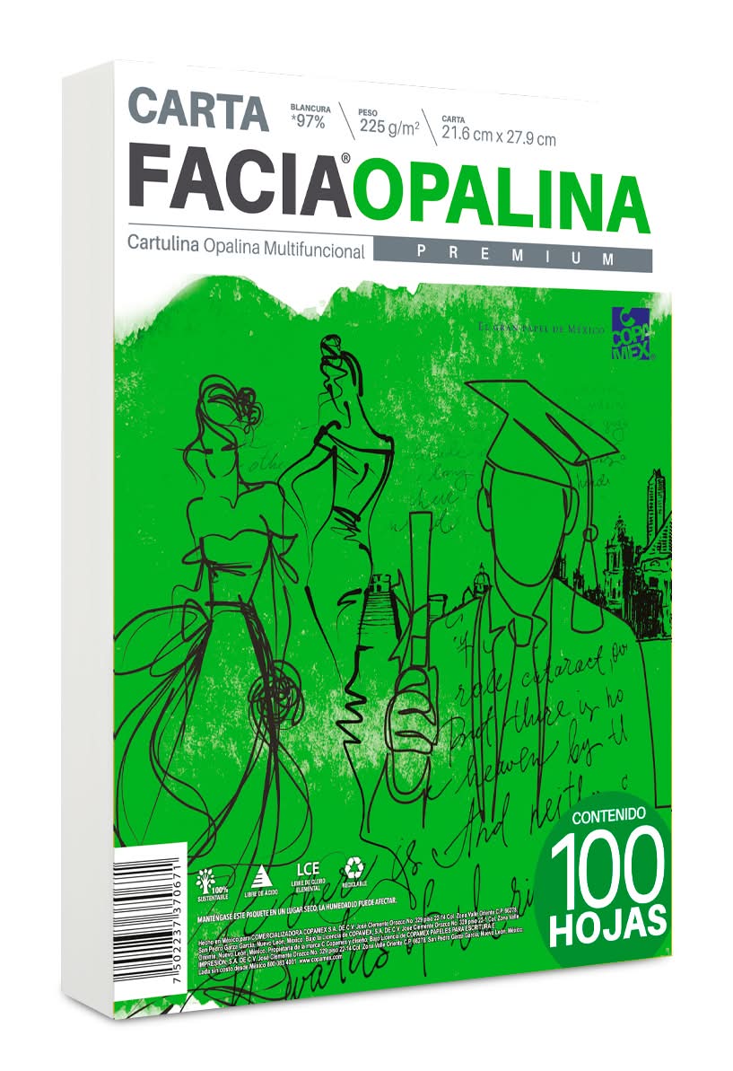 Copamex · Papel cartulina opalina, Carta, blanco (100 un)