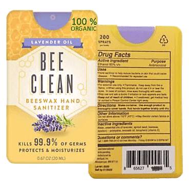 Bee Clean Beeswax Hand Sanitizer Spray, Lavender Oil (0.67 oz)