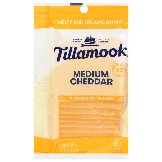 Tillamook Farmstyle Slices Medium Cheddar Cheese (9 ct)